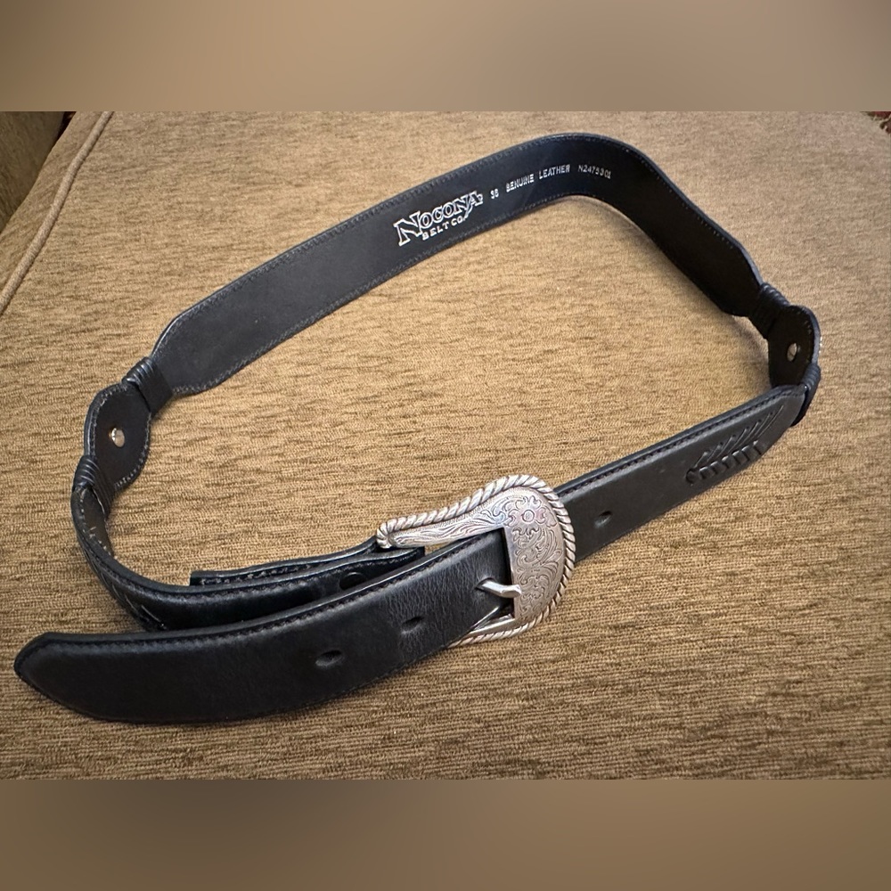 NOCONA Belt Co. Genuine Leather Belt with silver tone medallion accents